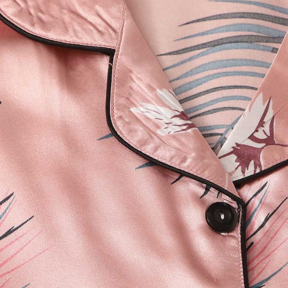 7 Piece Satin Pajama Set in Pink - Picture 3 of 16